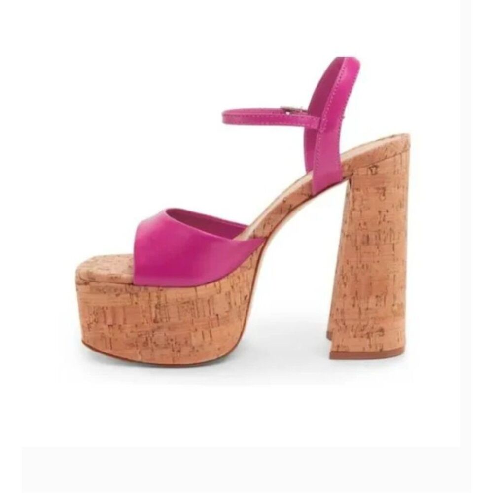 Schutz Glayce Nappa Leather Platform Cork Sandals - Size 10.5